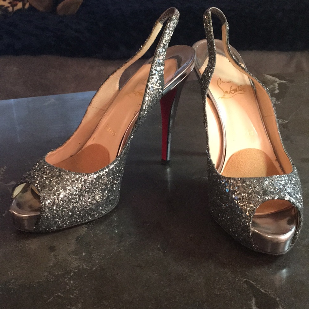 Christian Louboutin sparkly sling backs.